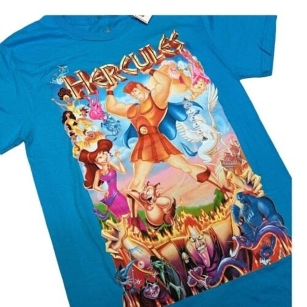 Disney Parks Adult Hercules T-Shirt Hades Zeus Phil Panic Pain Movie Meg Pegasus